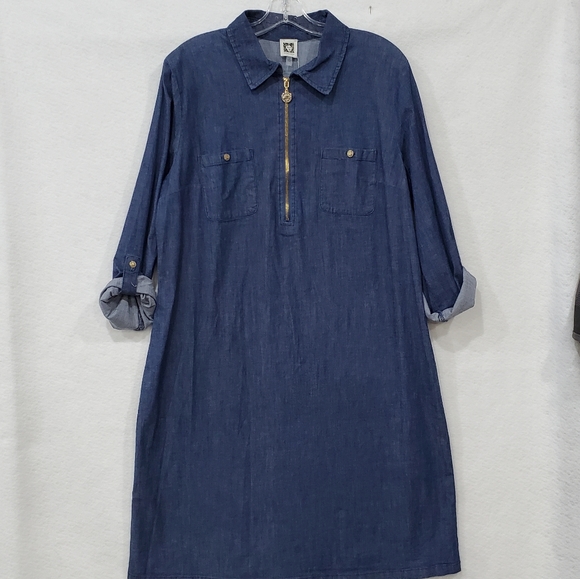 Anne Klein Dark Wash Denim Dress 